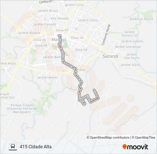 Mapa da linha 415 CIDADE ALTA de ônibus