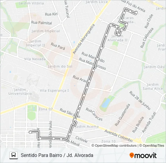 169 JD. ALVORADA Bus Line Map