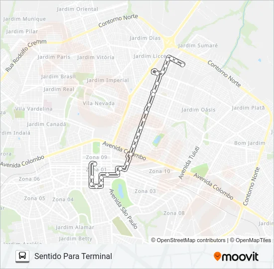 169 JD. ALVORADA Bus Line Map