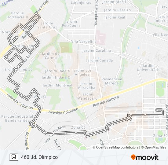 Mapa da linha 460 JD. OLÍMPICO de ônibus