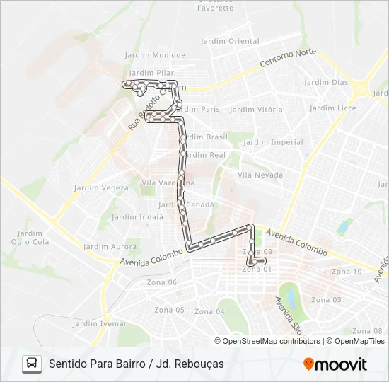 735 JD. REBOUÇAS Bus Line Map