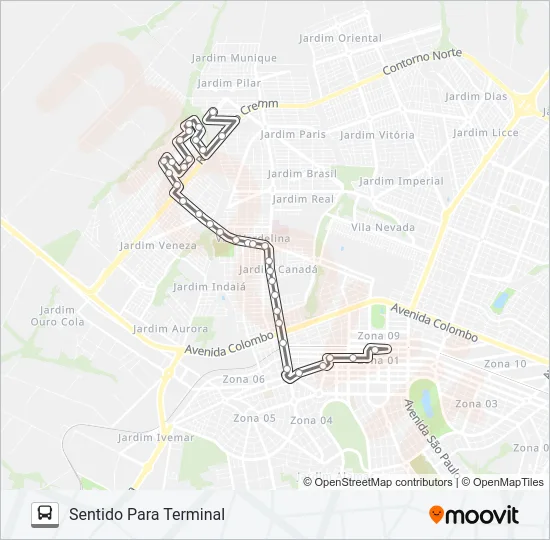 735 JD. REBOUÇAS Bus Line Map