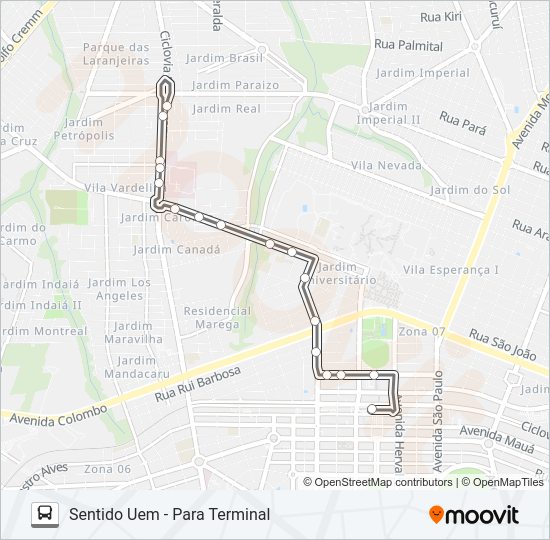 UEM UNIVERSIDADE Bus Line Map