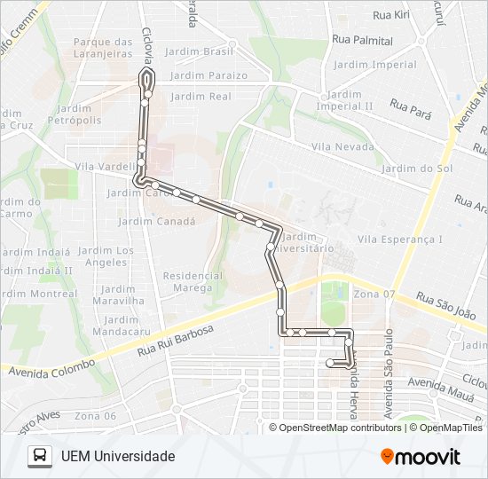 Mapa de UEM UNIVERSIDADE de autobús