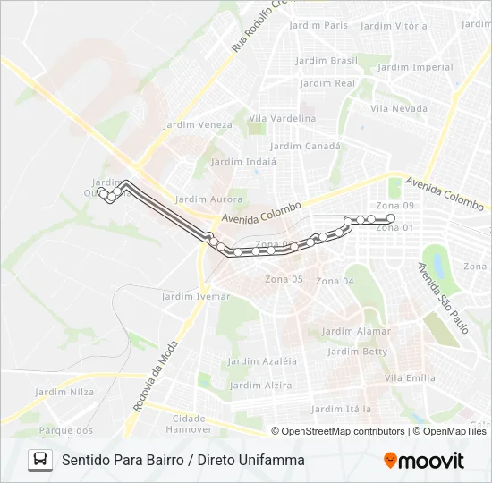 461 JD. OURO COLA Bus Line Map