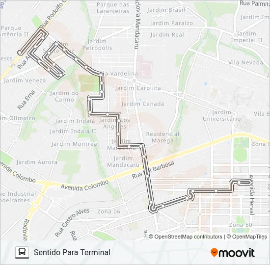 Mapa da linha 713 PQ. HORTÊNCIA de ônibus