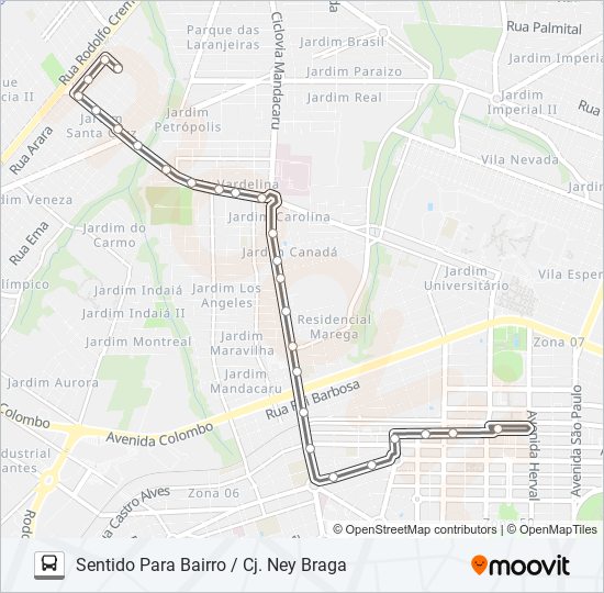 722 CJ. NEY BRAGA bus Line Map