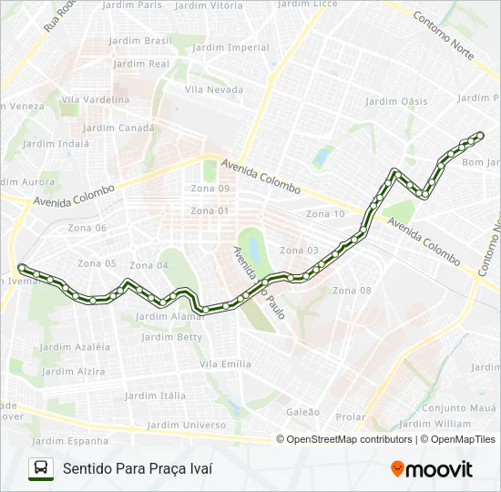 Mapa da linha 008 INTERBAIRROS 1 de ônibus