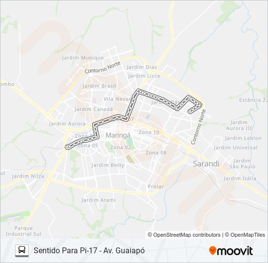 Mapa da linha 008 INTERBAIRROS 1 de ônibus