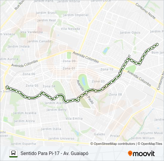 Mapa da linha 009 INTERBAIRROS 2 de ônibus