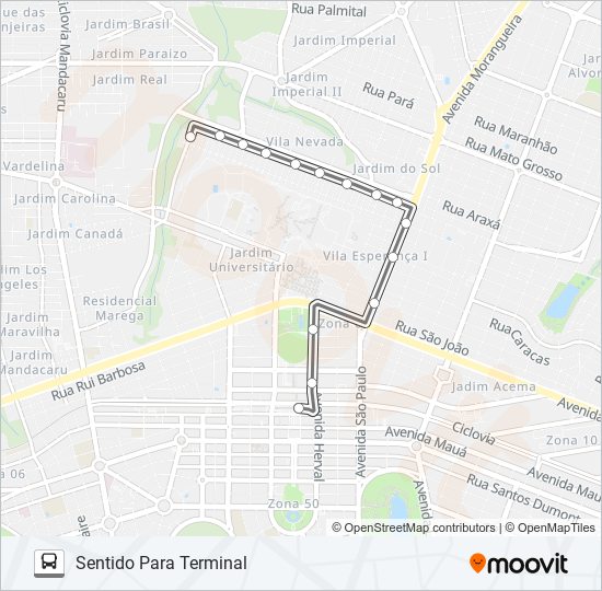 Mapa da linha 011 VILA ESPERANÇA de ônibus