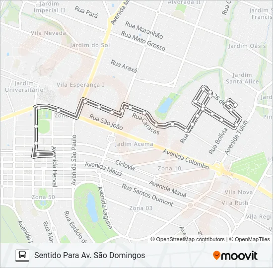 020 AV. SÃO DOMINGOS Bus Line Map