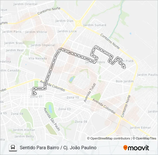 152 CJ. JOÃO PAULINO Bus Line Map