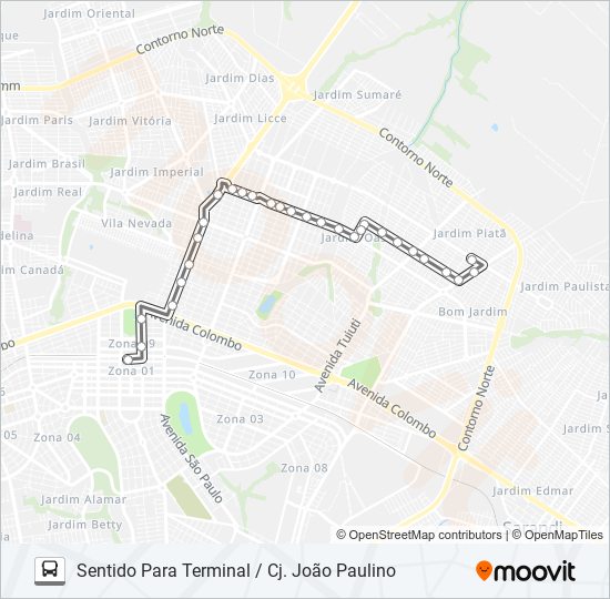Mapa da linha 152 CJ. JOÃO PAULINO de ônibus
