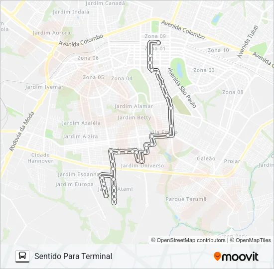 220 JD. SÃO CLEMENTE Bus Line Map