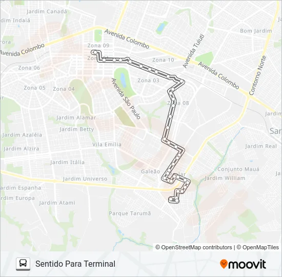 334 CJ. CIDADE CANÇÃO Bus Line Map