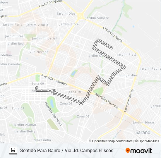 Mapa da linha 235 JD. CAMPOS ELISEOS de ônibus