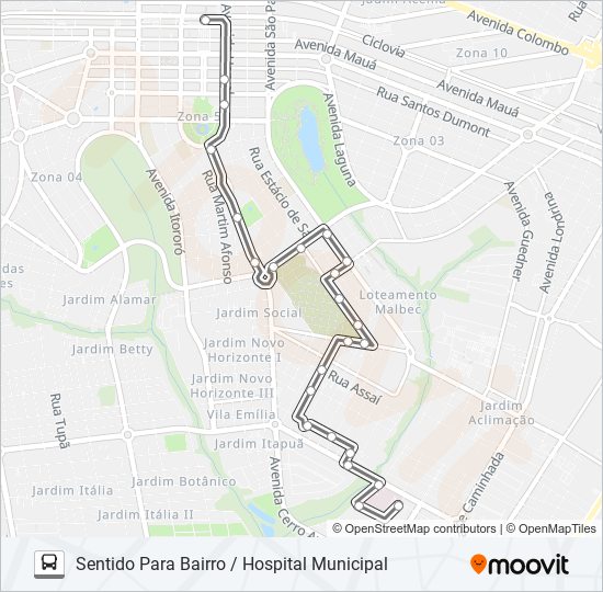 Mapa da linha 414 HOSPITAL MUNICIPAL de ônibus