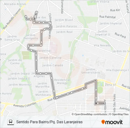 734 PQ. DAS LARANJEIRAS Bus Line Map