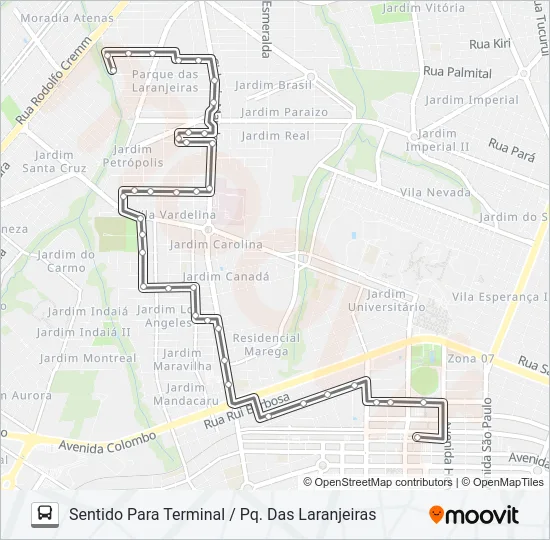 734 PQ. DAS LARANJEIRAS Bus Line Map