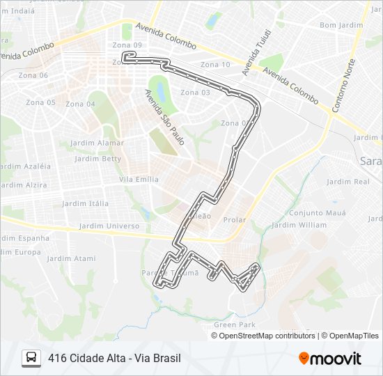 416 CIDADE ALTA - VIA BRASIL bus Line Map