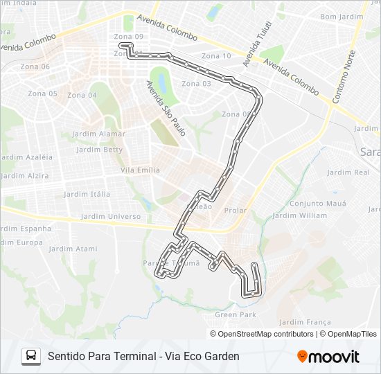 Mapa da linha 416 CIDADE ALTA - VIA BRASIL de ônibus