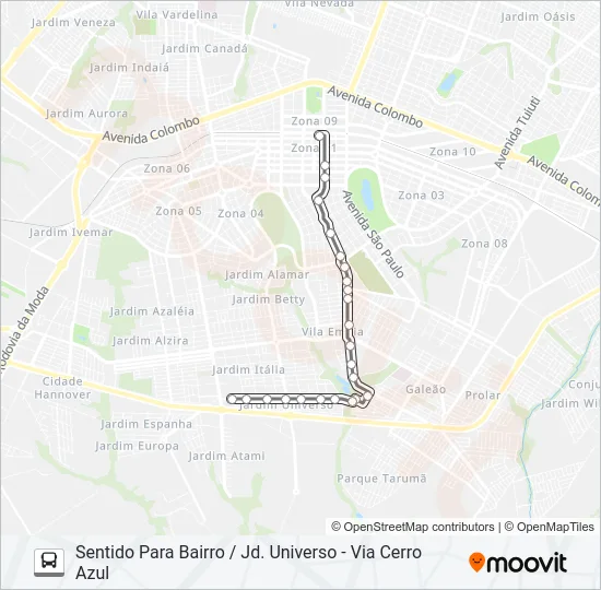 458 JD. UNIVERSO / VIA CERRO AZUL Bus Line Map