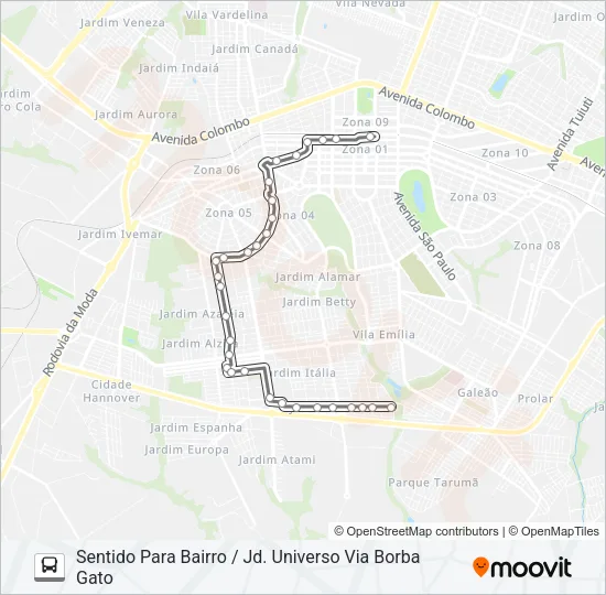 459 JD. UNIVERSO / VIA BORBA GATO Bus Line Map