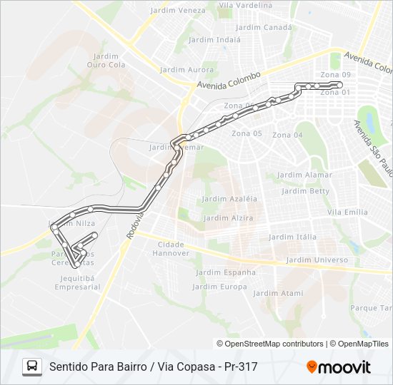 Mapa da linha 531 PQ. INDUSTRIAL / COPASA / ALL de ônibus