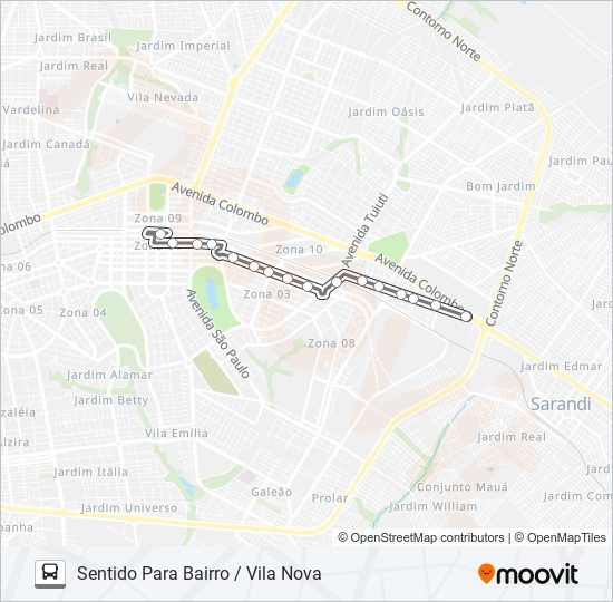 Mapa da linha 314 VILA NOVA de ônibus