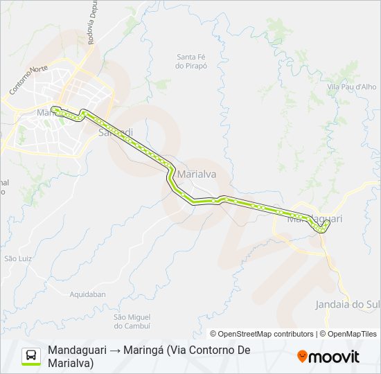Mapa da linha 0224-450 MARINGÁ / MANDAGUARI de ônibus