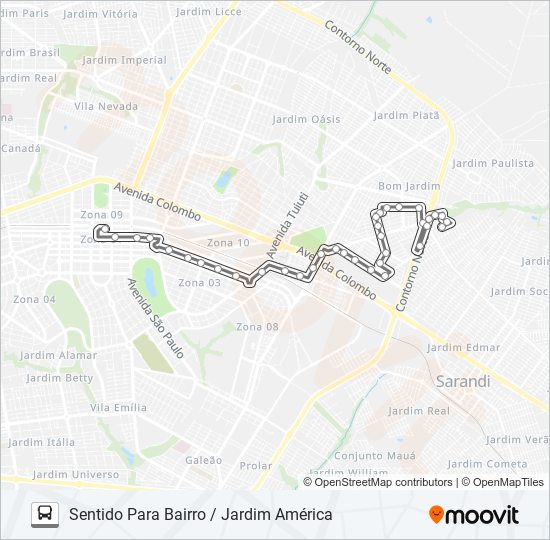 Mapa da linha 242 JARDIM AMÉRICA de ônibus