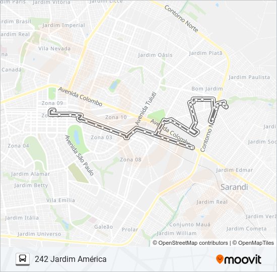 242 JARDIM AMÉRICA bus Line Map