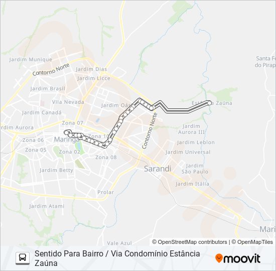 Mapa da linha 022 CONJUNTO GUAIAPÓ de ônibus