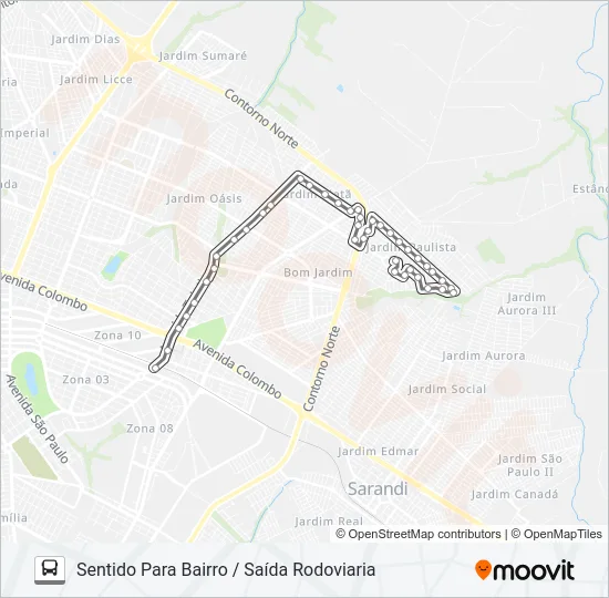 022 CONJUNTO GUAIAPÓ Bus Line Map