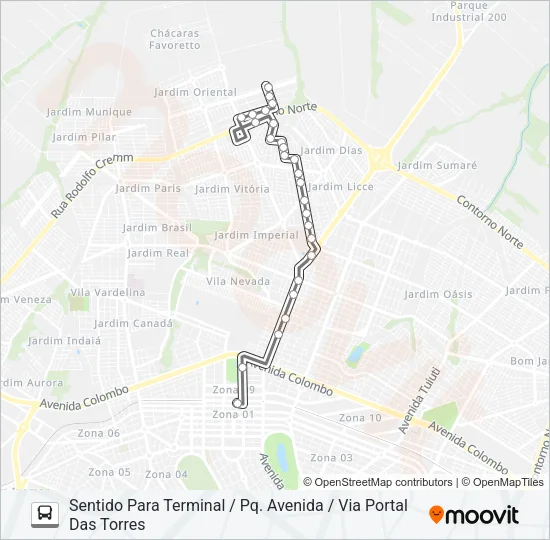141 PQ. AVENIDA / VIA PORTAL DAS TORRES Bus Line Map