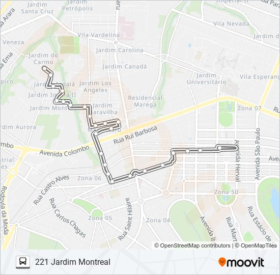 Mapa da linha 221 JARDIM MONTREAL de ônibus