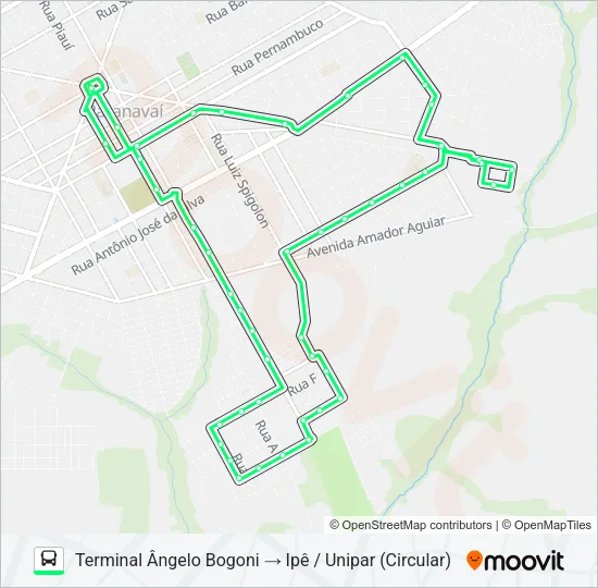 007 IPÊ / UNIPAR (VIA OPERÁRIA / RENASCER) Bus Line Map