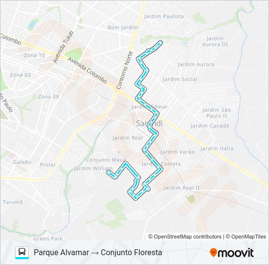 001 PARQUE ALVAMAR / CONJUNTO FLORESTA Bus Line Map
