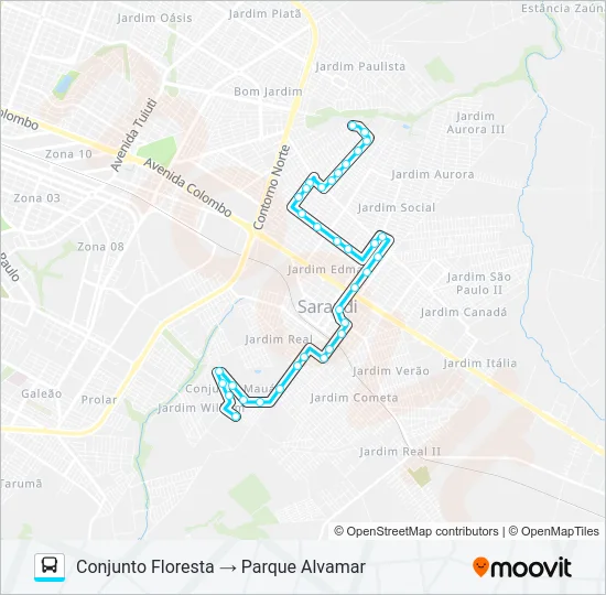 001 PARQUE ALVAMAR / CONJUNTO FLORESTA Bus Line Map