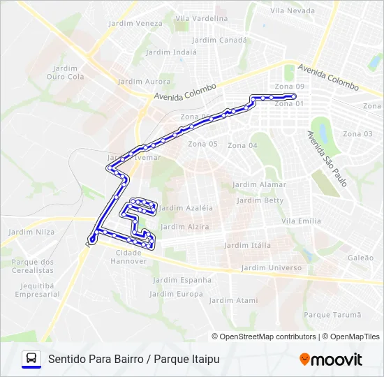 177 PARQUE ITAIPU / JARDIM EBENEZER Bus Line Map
