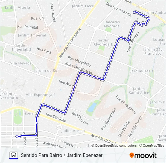 177 PARQUE ITAIPU / JARDIM EBENEZER Bus Line Map