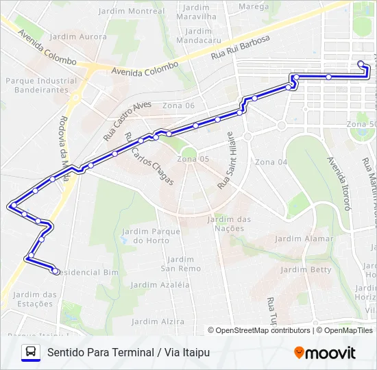 177 PARQUE ITAIPU / JARDIM EBENEZER Bus Line Map