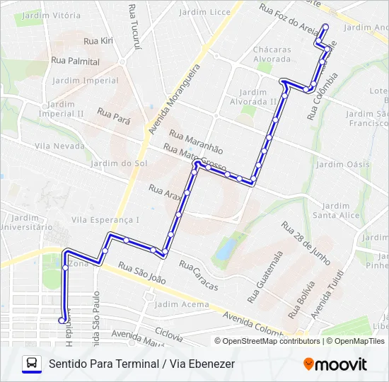 177 PARQUE ITAIPU / JARDIM EBENEZER Bus Line Map