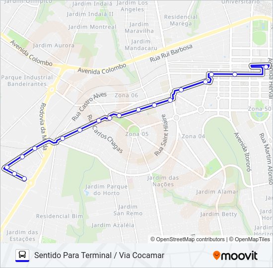 Mapa da linha 177 PARQUE ITAIPU / JARDIM EBENEZER de ônibus
