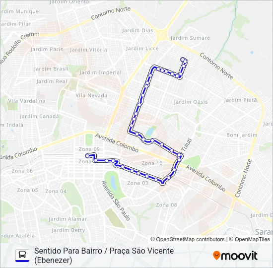 222 PÇA. SÃO VICENTE / HIGIENÓPOLIS Bus Line Map