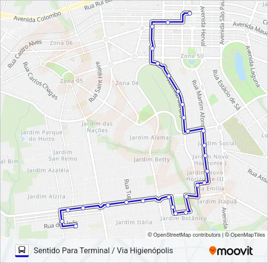 222 PÇA. SÃO VICENTE / HIGIENÓPOLIS Bus Line Map