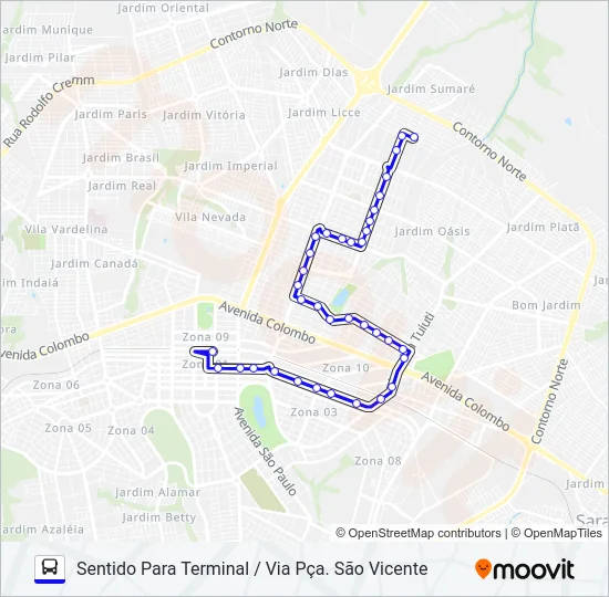 222 PÇA. SÃO VICENTE / HIGIENÓPOLIS Bus Line Map