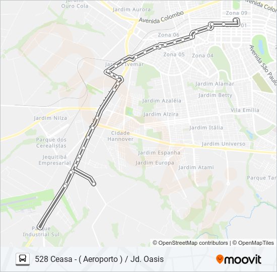 Mapa de 528 CEASA - ( AEROPORTO ) /  JD. OASIS de autobús