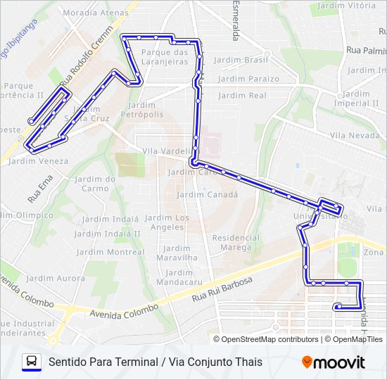 Mapa da linha 324 PORTO SEGURO / CONJUNTO THAIS de ônibus